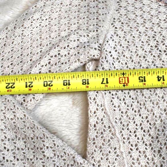 Free People Off White Wool Blend Open Knit Sweater Small Embellished Scoop Neck - Picture 12 of 12